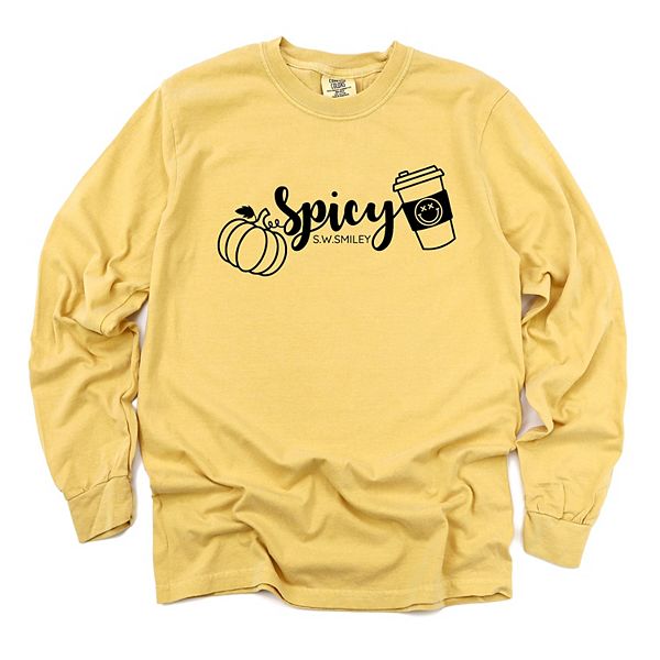 

SWSmiley spicy pumpkin spice - женская футболка с длинным рукавом и принтом, окрашенная в готовом виде Simply Sage Market, Mustard, Зеленый, SWSmiley spicy pumpkin spice - женская футболка с длинным рукавом и принтом, окрашенная в готовом виде Simply Sage