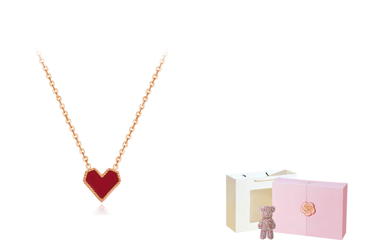 

Высококачественный экологичный титановый стальной ошейник-цепочка для женщин West Island, Heart Necklace+Floral Box