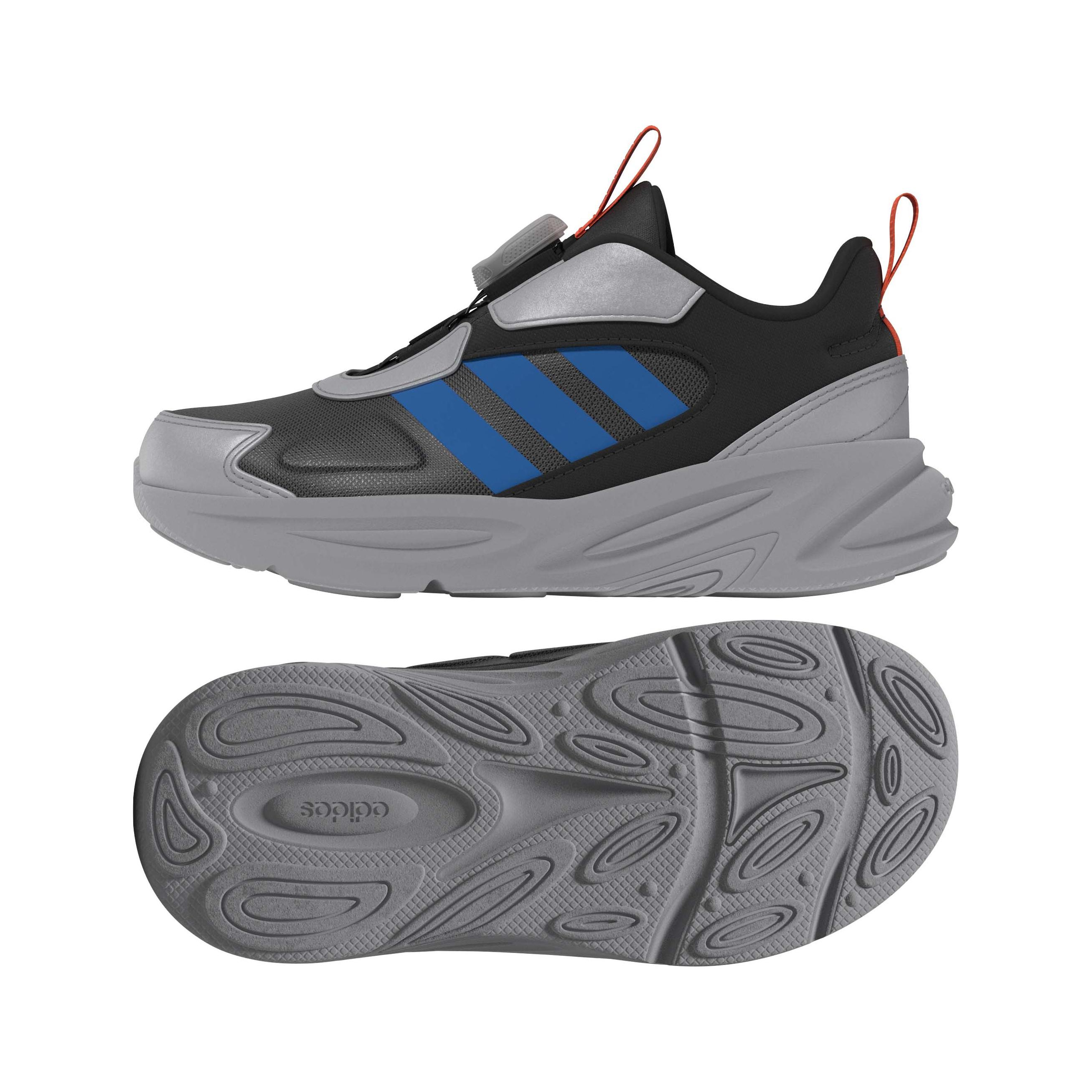 Нескользящие дышащие низкие детские кроссовки для бега Adidas, черный/серый — фото 3