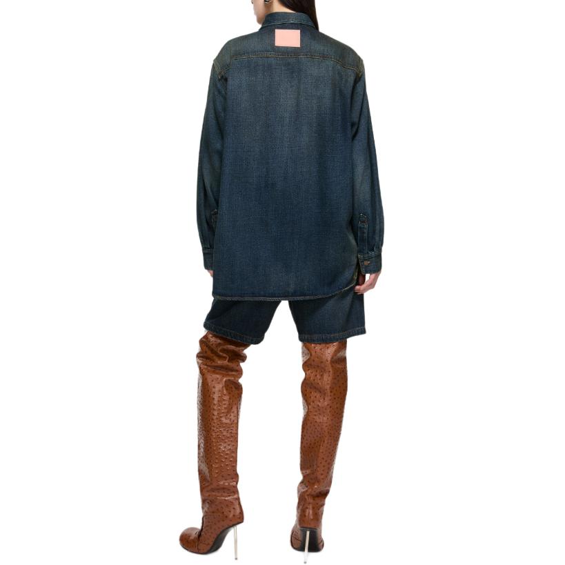Acne Studios Джинсовая рубашка с двумя карманами, Dark Blue — фото 4