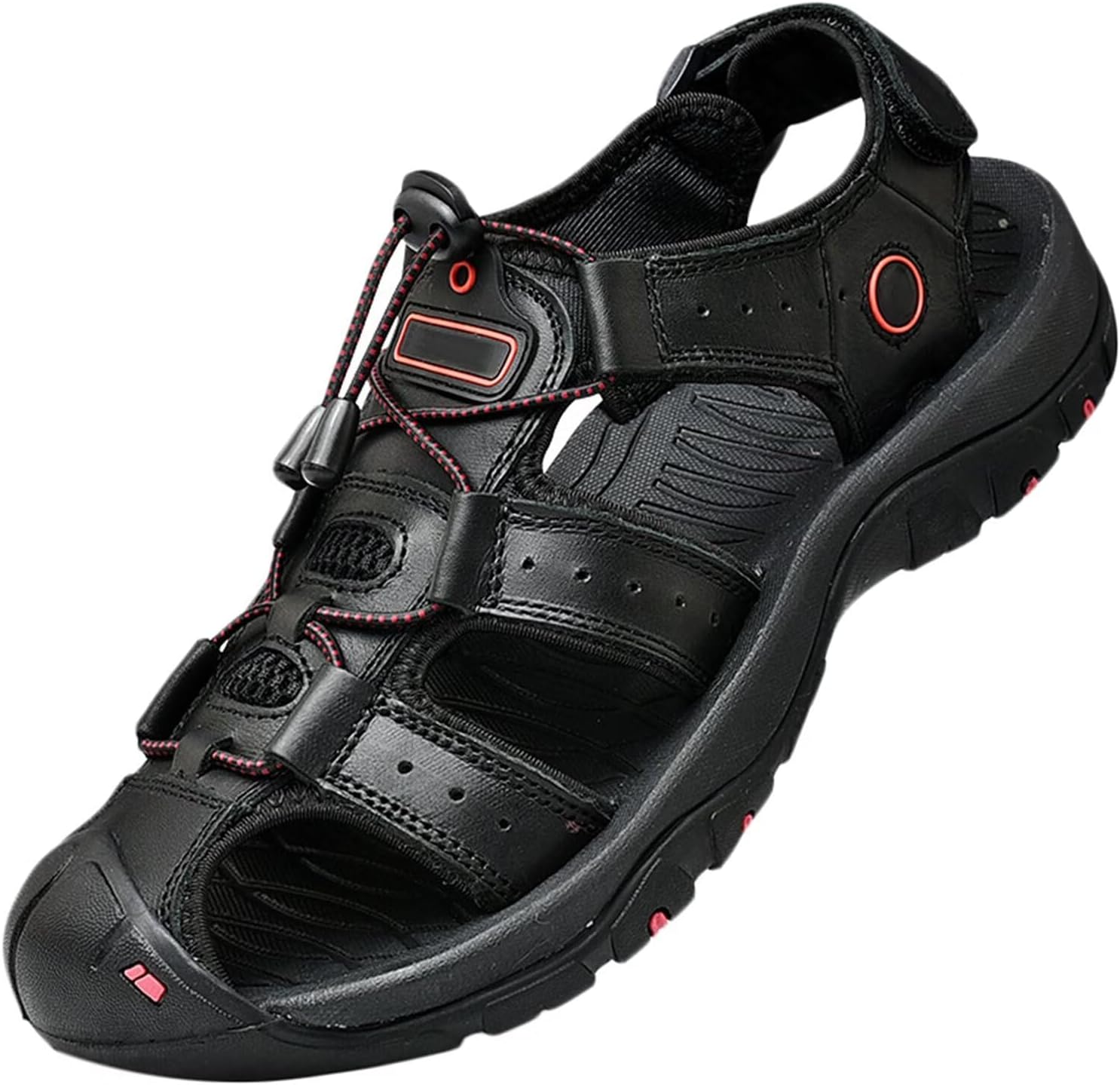 

Мужские кожаные сандалии, дышащие, с закрытым носком, водонепроницаемые, противоскользящие, для прогулок и походов, летние пляжные тапочки Hnvavq, B