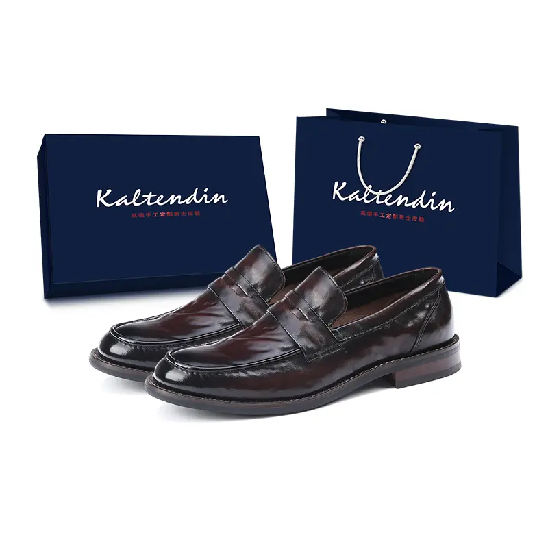 

Kaltendin Повседневные кожаные туфли мужские низкие черные каштановые в коробке, цвет Chestnut Box