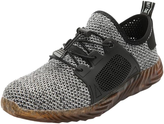 

Мужские дышащие ботинки с сеткой, стальным носком, легкие, устойчивые к проколам, противоскользящие кроссовки Generic, серый