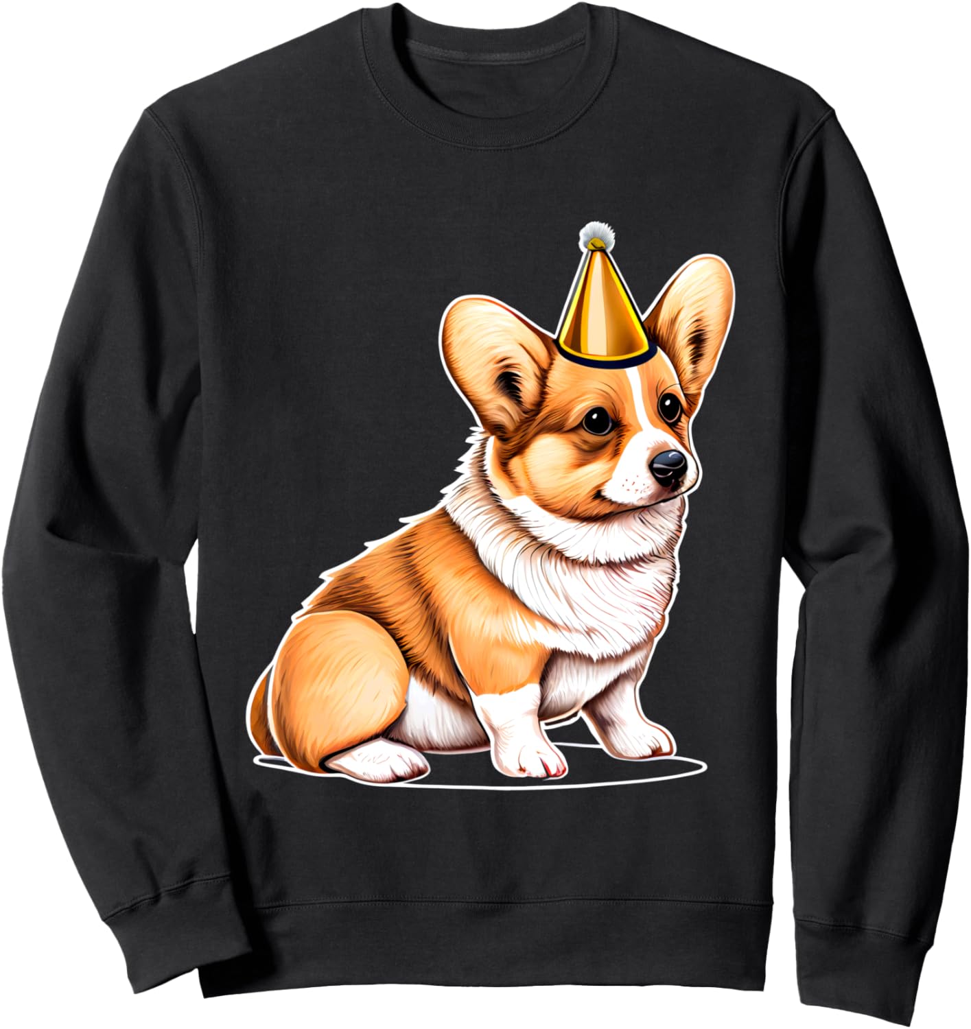 

Очаровательная толстовка с изображением корги и праздничной шляпкой на день рождения Celebration Cute Corgi Dog Birthday Hat, черный