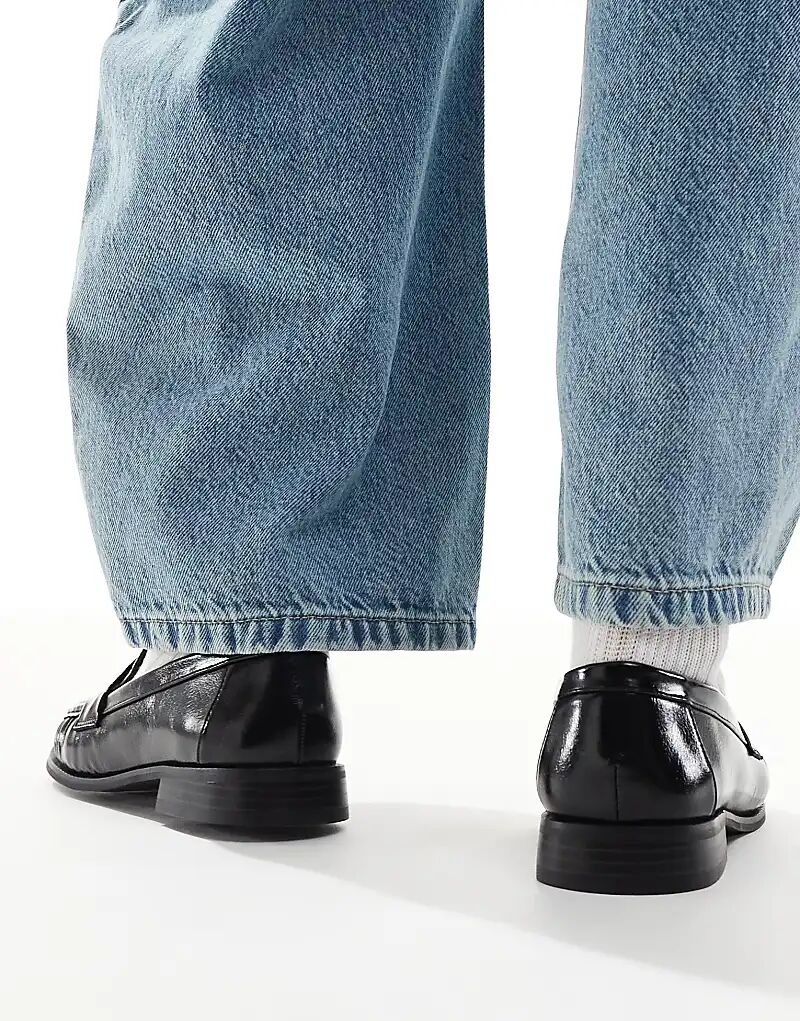 Лоферы London Rebel Wide Fit Sadie с рюшами, лакированные черные — фото 3