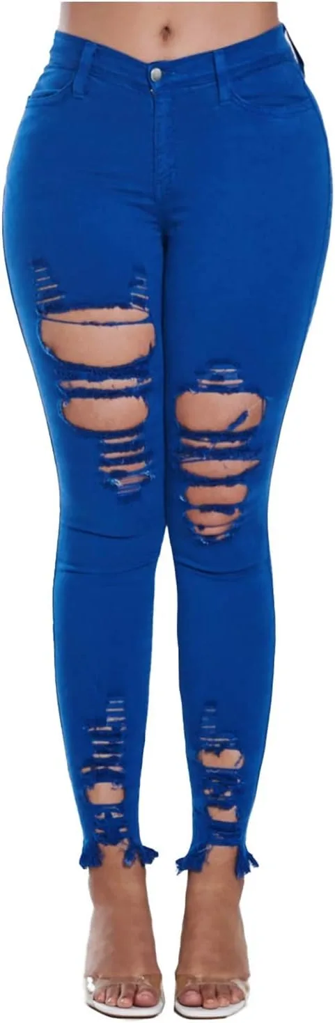 

Женские джинсы skinny с эффектом потертости и завышенной талией Vibrant