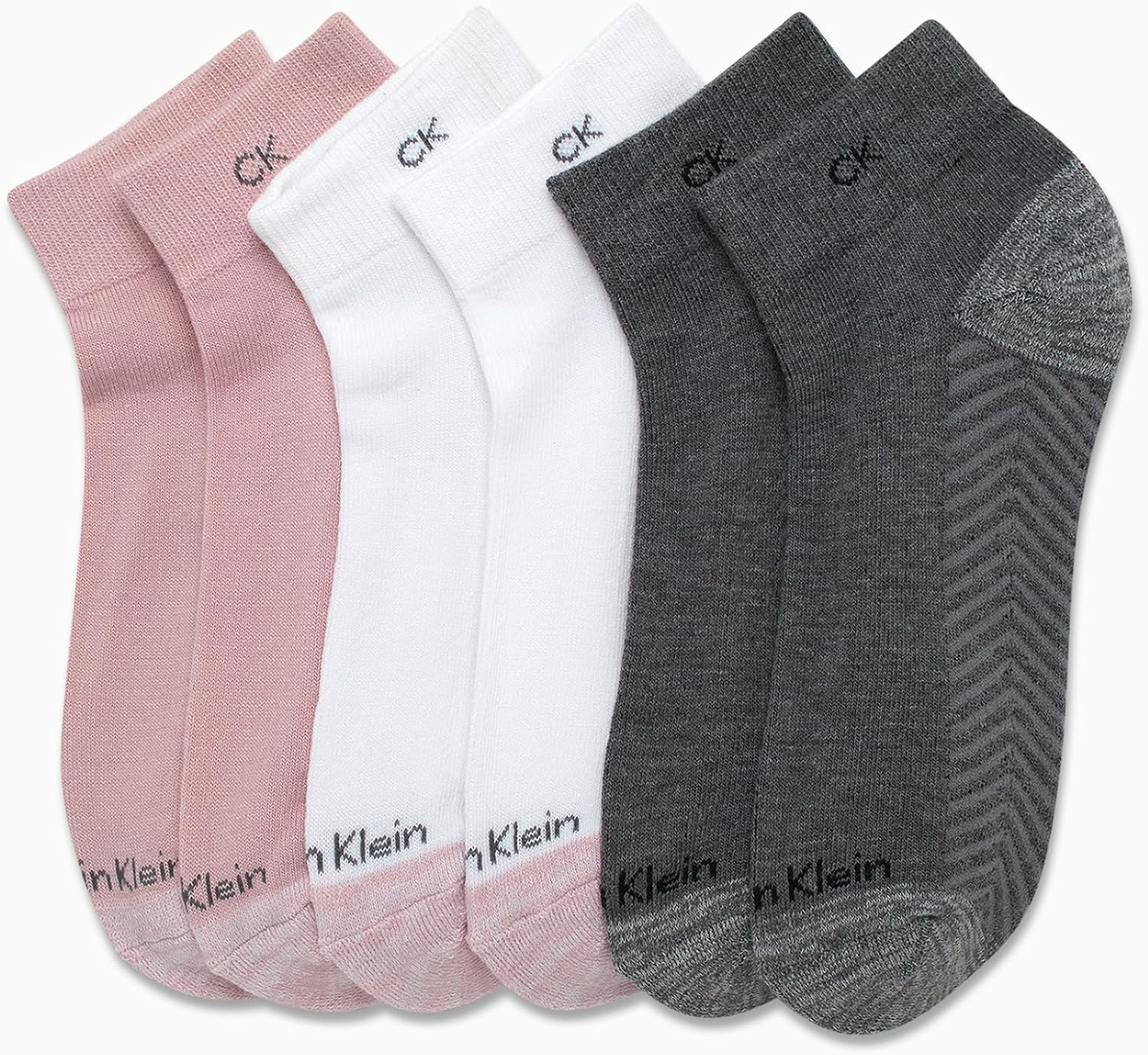Женские носки Calvin Klein Quarter - упаковка из 6 пар носков с мягкой подошвой, дышащими и низким вырезом для бега, ходьбы и повседневной носки, Heather Grey — фото 3