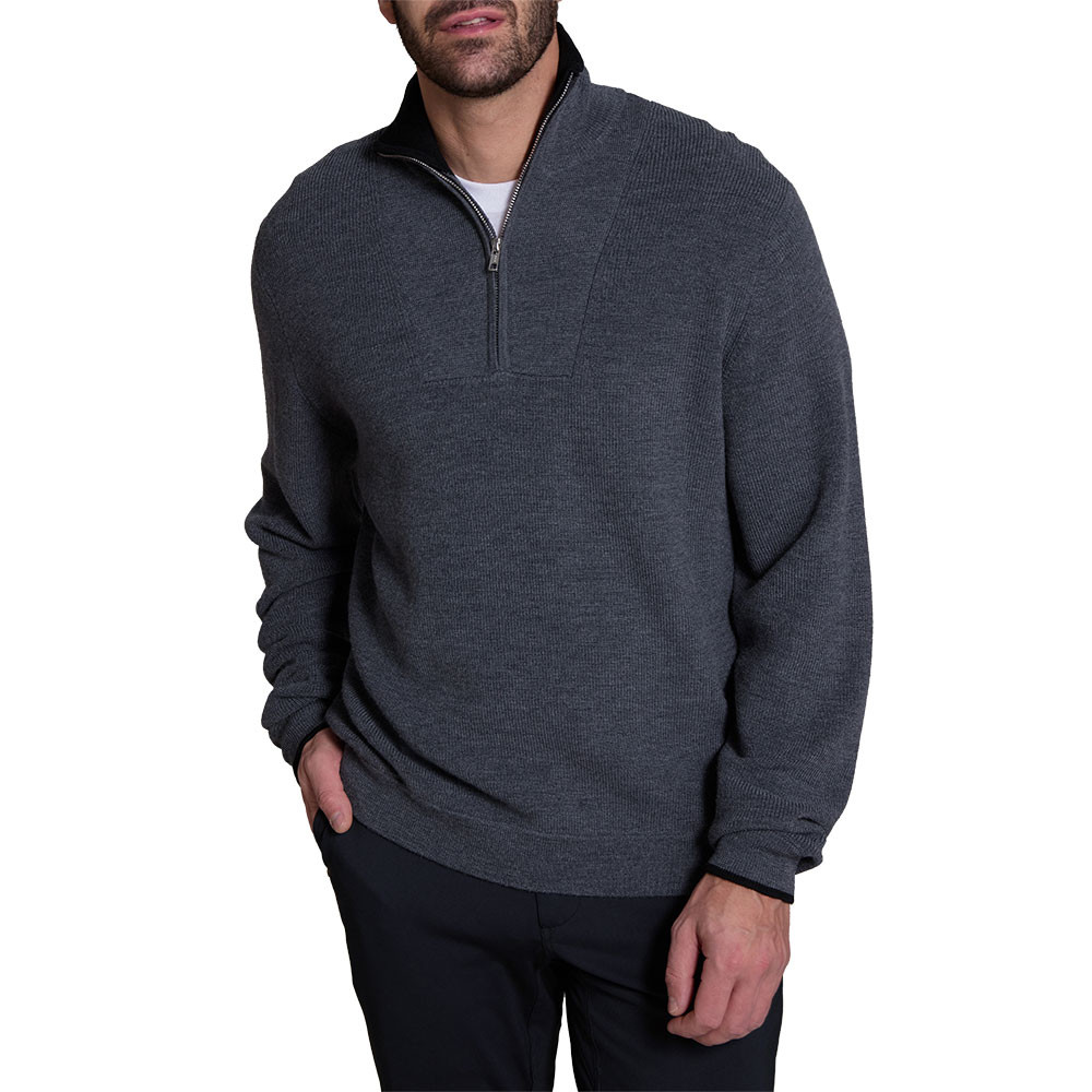 

Мужской свитер Alashan Shaker с застежкой-молнией на четверть длины из шерстяной мериносовой шерсти., Thunder Combo