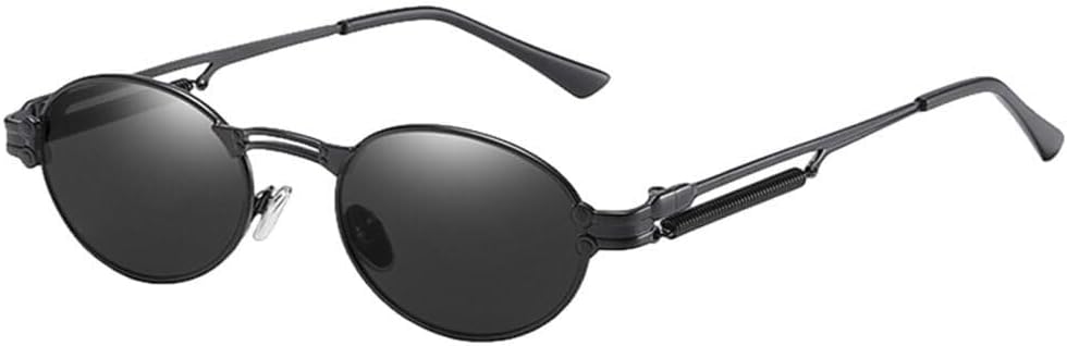 

Золотистые ретро круглые солнцезащитные очки в винтажном стиле для мужчин, летние металлические панк-солнцезащитные очки для женщин, овальные солнцезащитные очки UV400 LXLHWN, Full Black