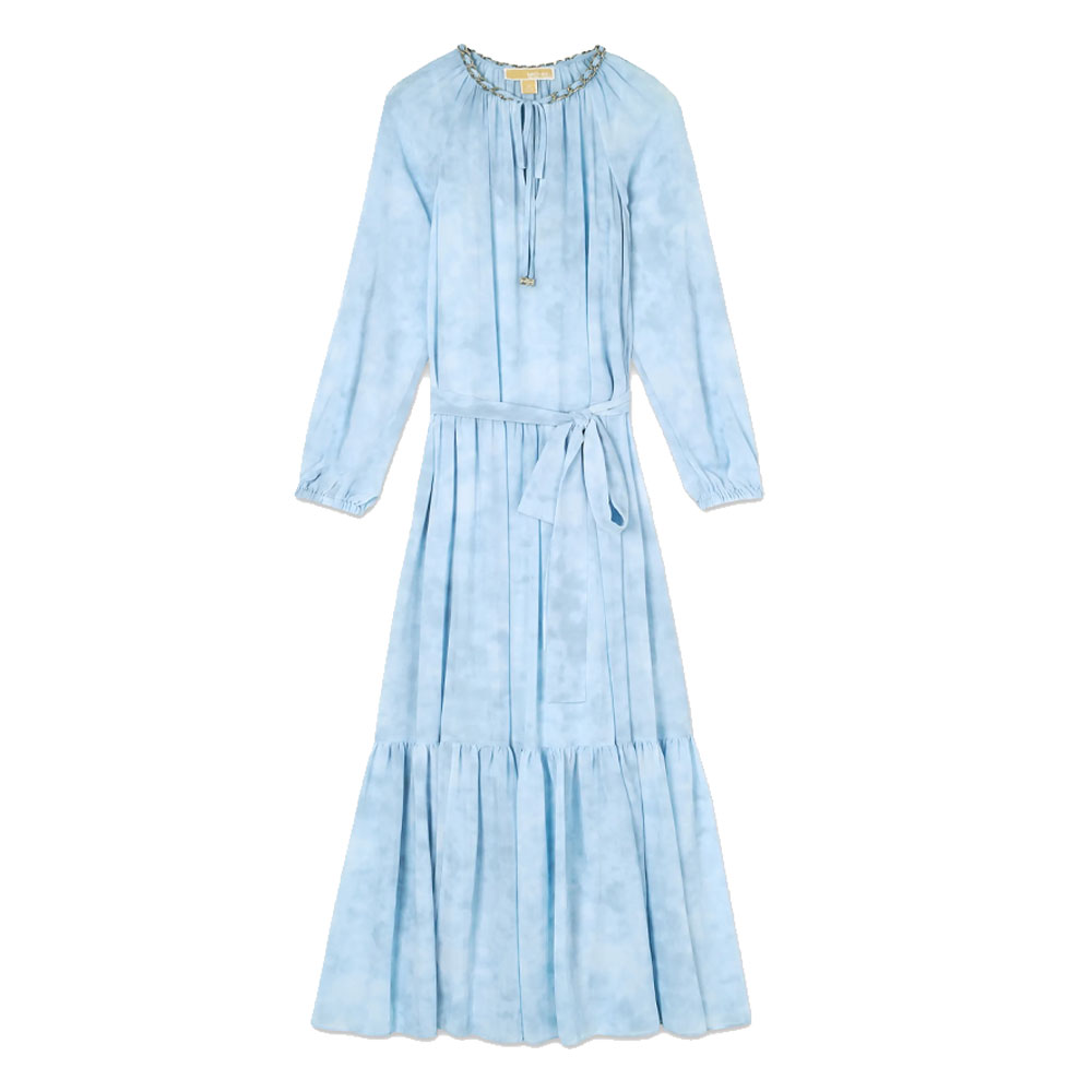 

Платье из жоржета с принтом и декором MICHAEL KORS, светло-голубой