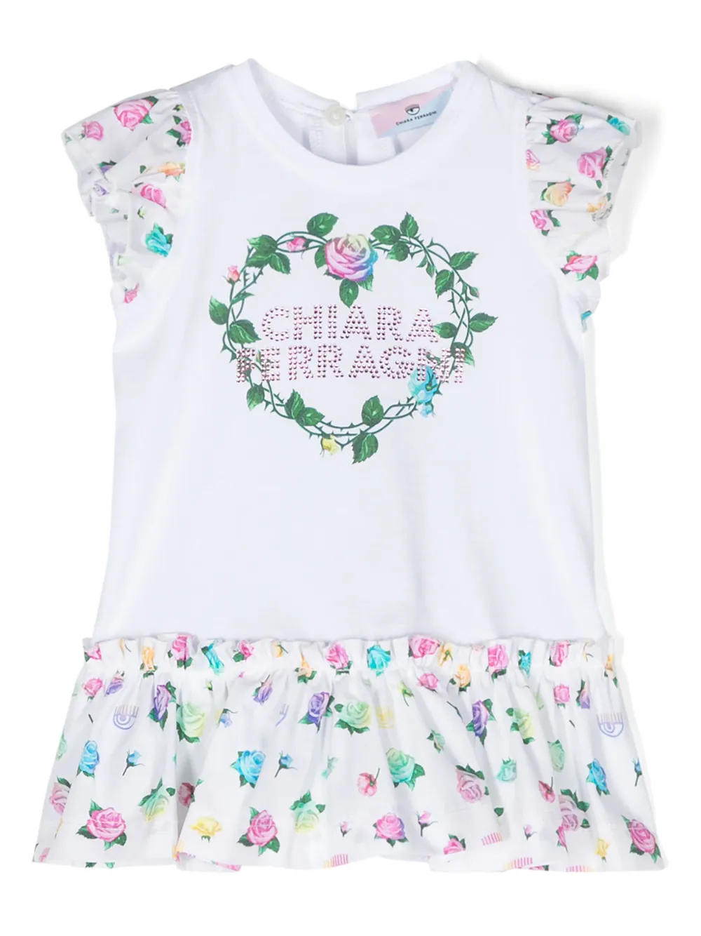 

Платье с логотипом из страз Chiara Ferragni Kids, белый
