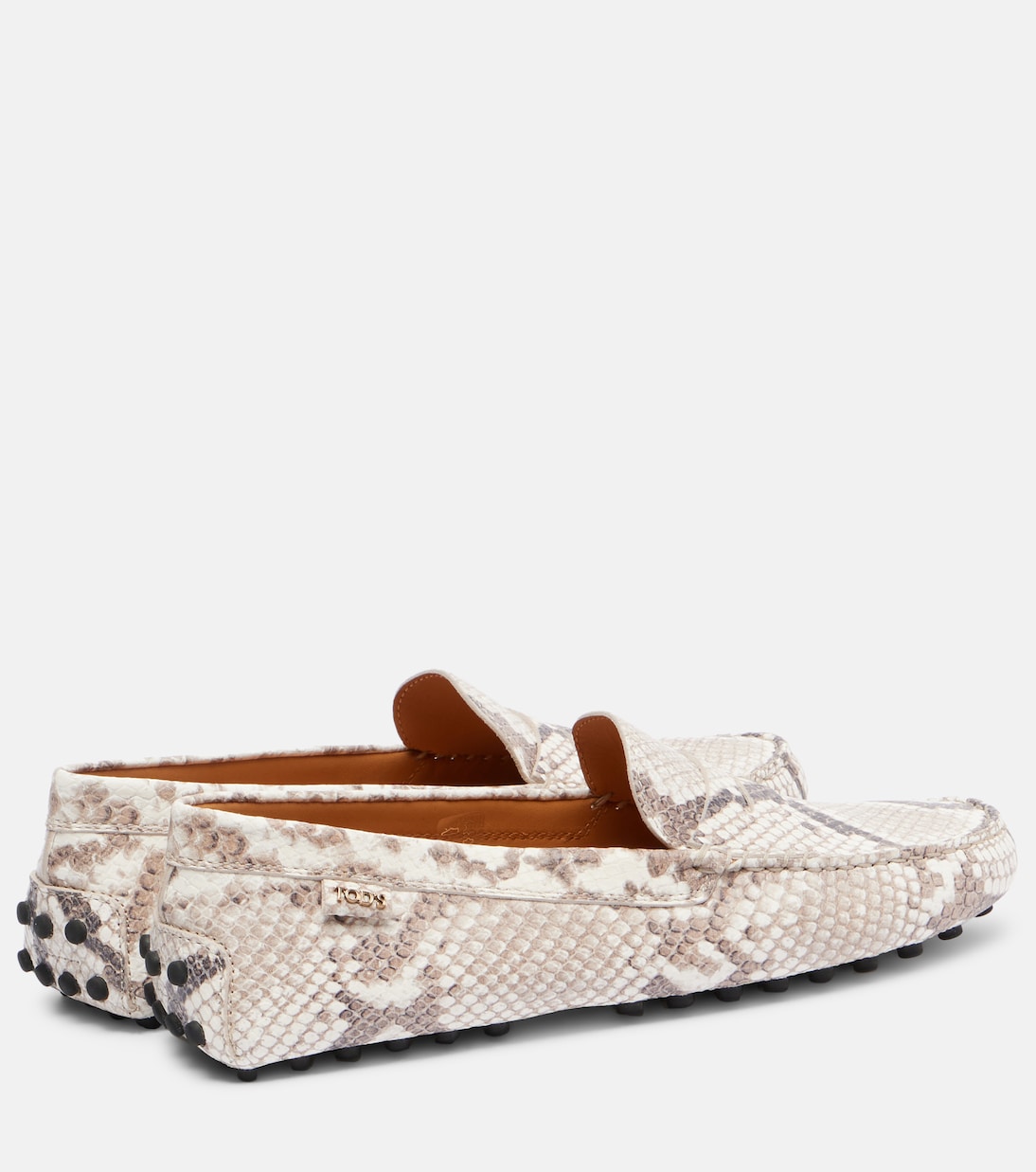 Туфли Gommino из кожи с эффектом змеиной кожи для вождения Tod's, Roccia — фото 2