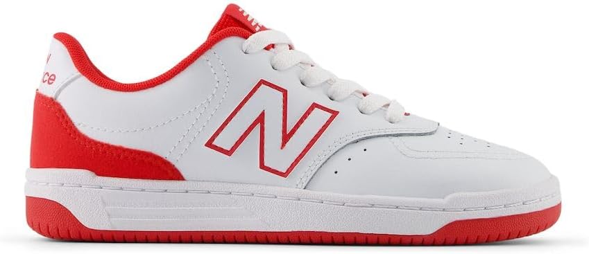 Кроссовки New Balance Unisex-Child Bb80 V1 на шнуровке, белый/красный — фото 3
