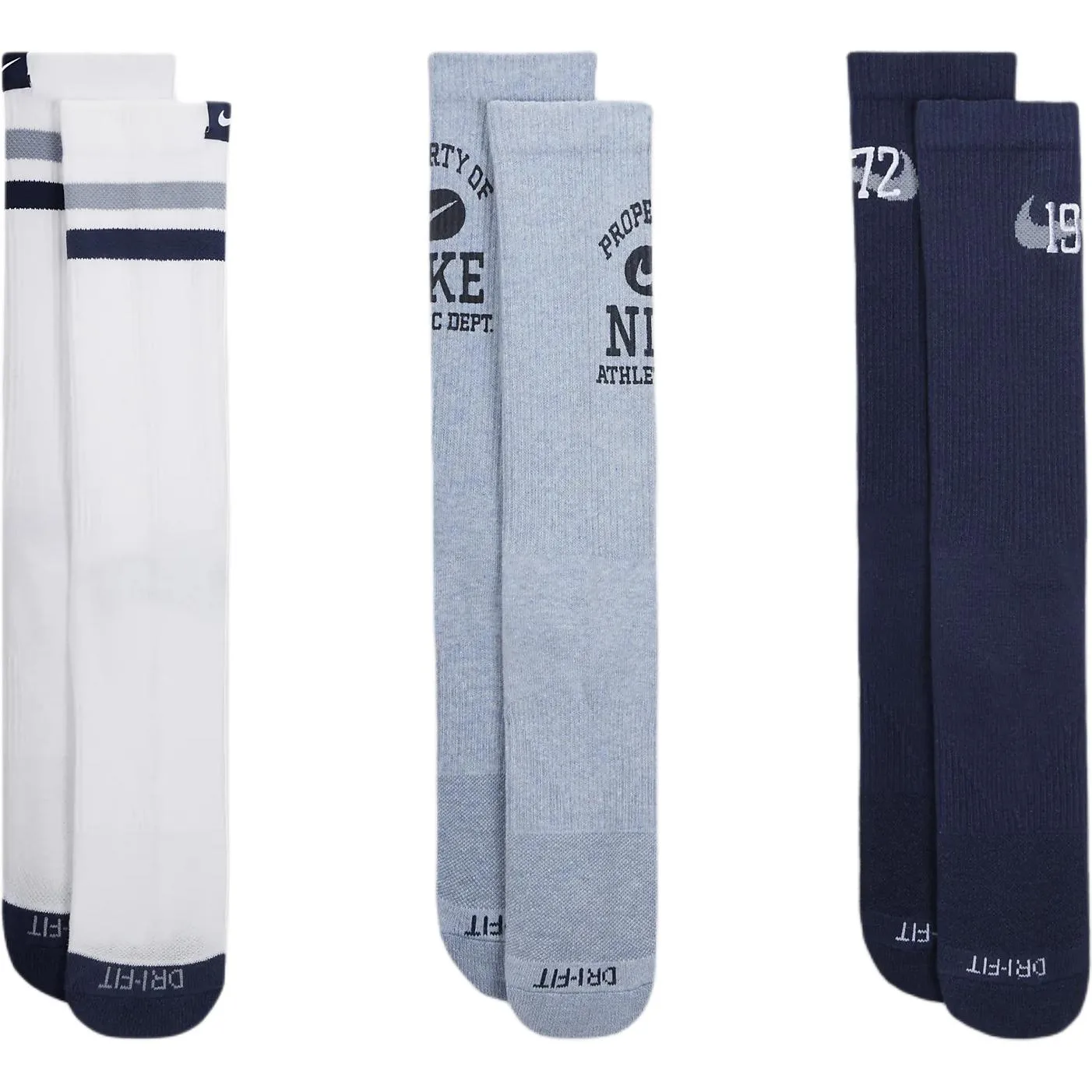 Повседневные носки с мягкой подошвой, 3 пары Nike, 3 Pack (Dark Navy Blue/Toned Dark Gray/Dark Navy Blue/White/Dark Steel Gray) — фото 3