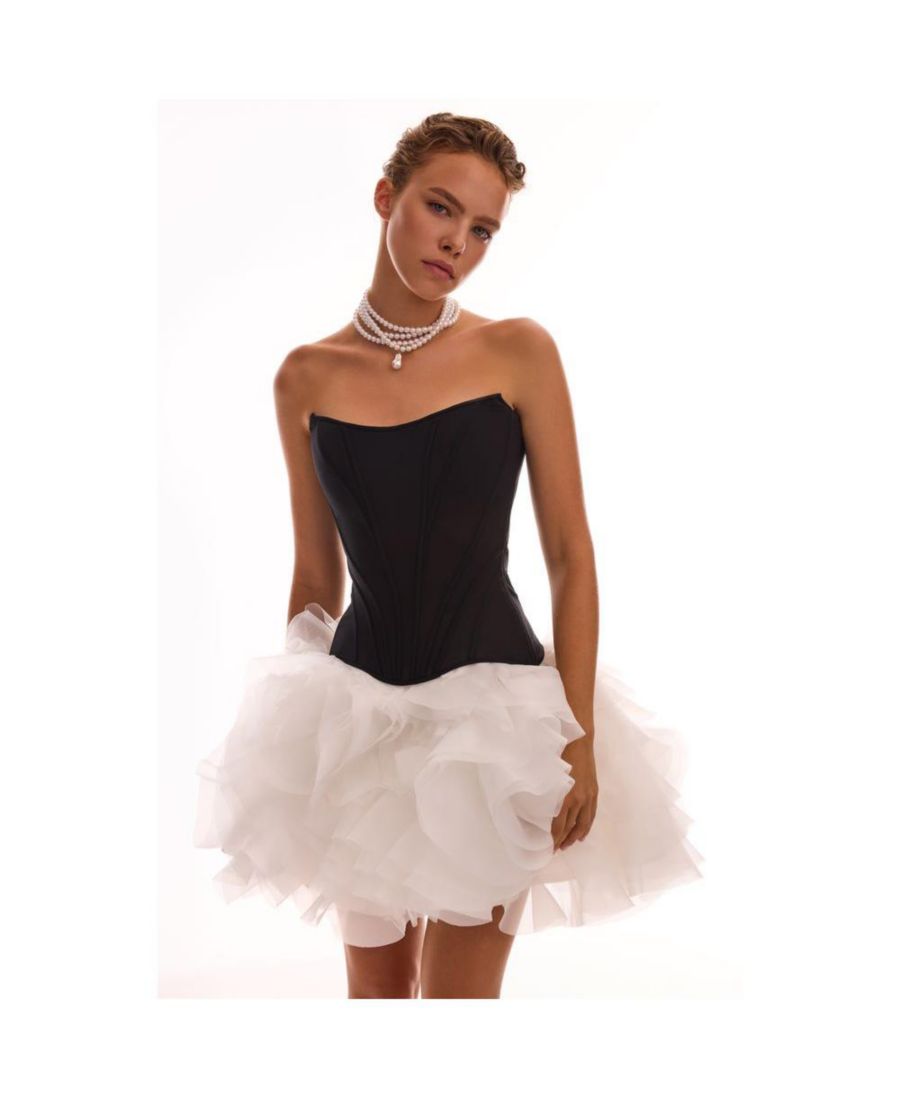 

Женская танцевальная мини-юбка с присборенными цветочными аппликациями Milla, White