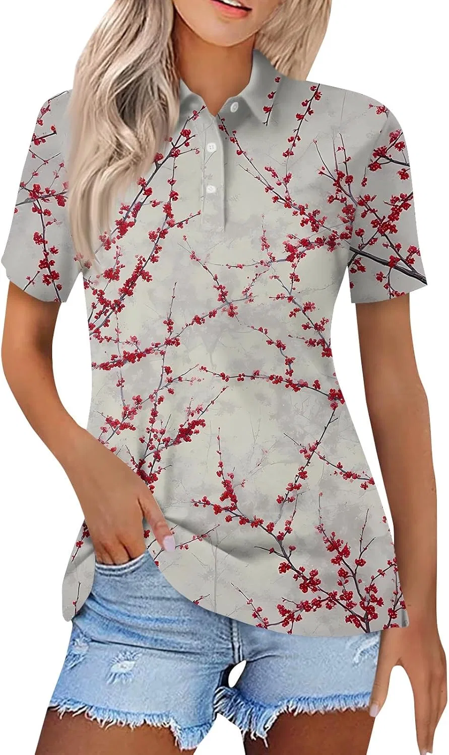 Поло женское с коротким рукавом, свободный крой, 04-khaki