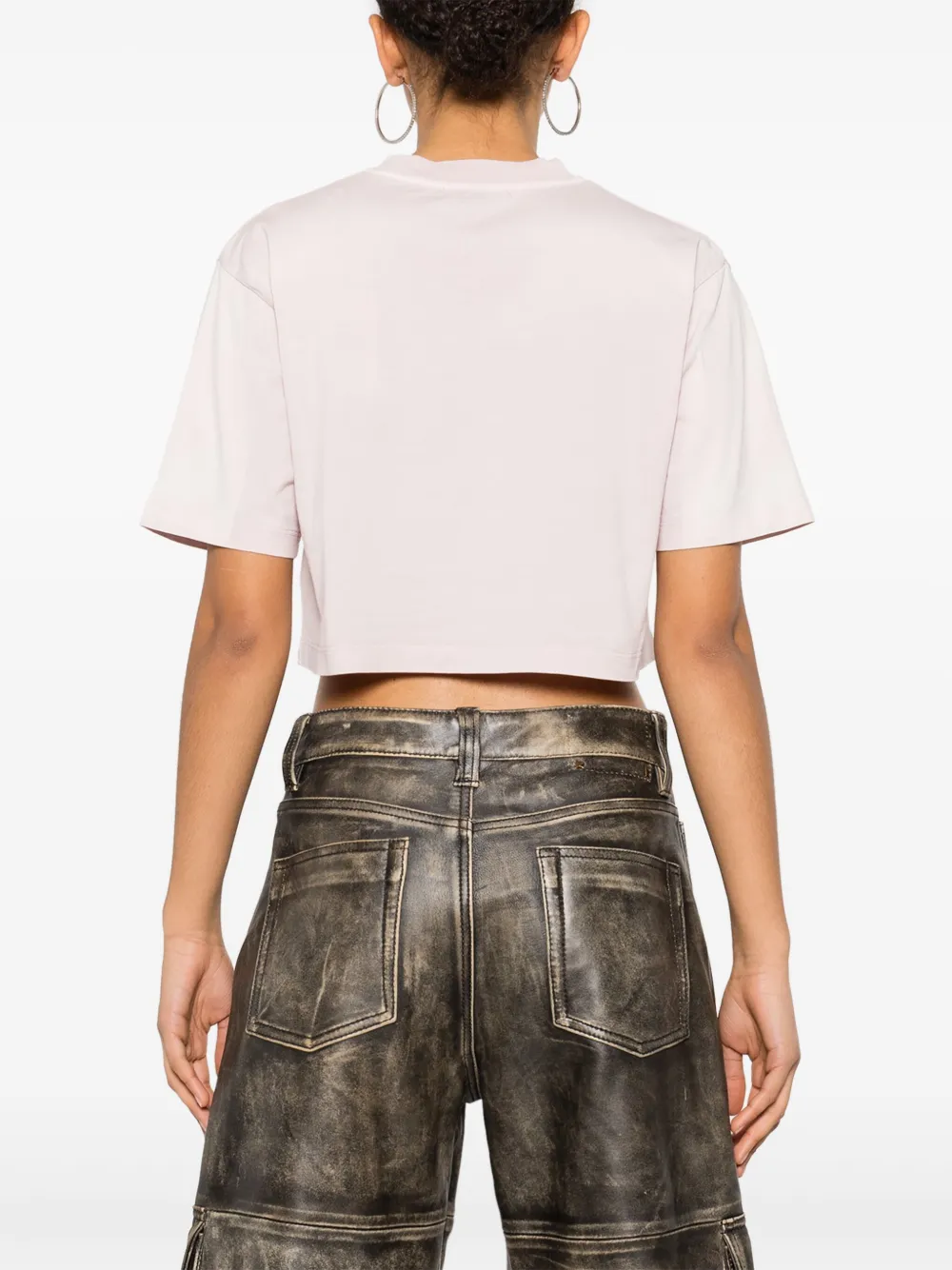 Укороченная футболка с логотипом OFF-WHITE, розовый — фото 4