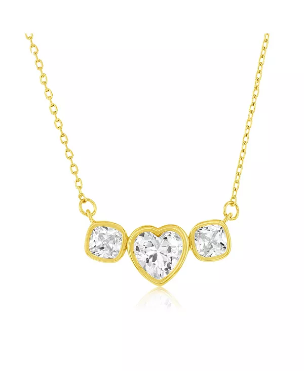 

Серебряное ожерелье с фианитами в форме сердца и квадрата Simona, gold