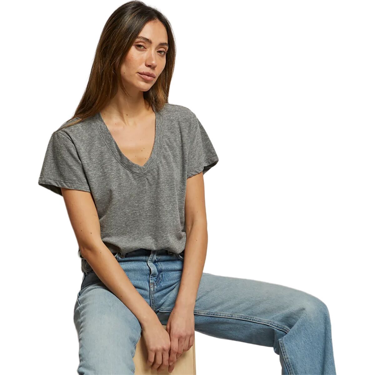 

Хлопковая бокси майка с v-образным вырезом Perfectwhitetee, серый