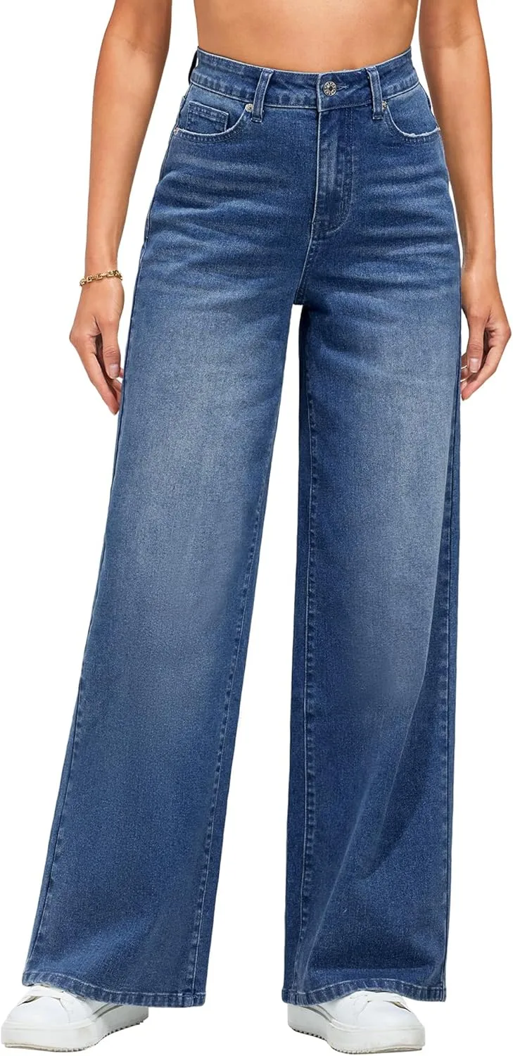 

Wide Leg Jeans для женщин High Waisted Stretchy Denim LookbookStore