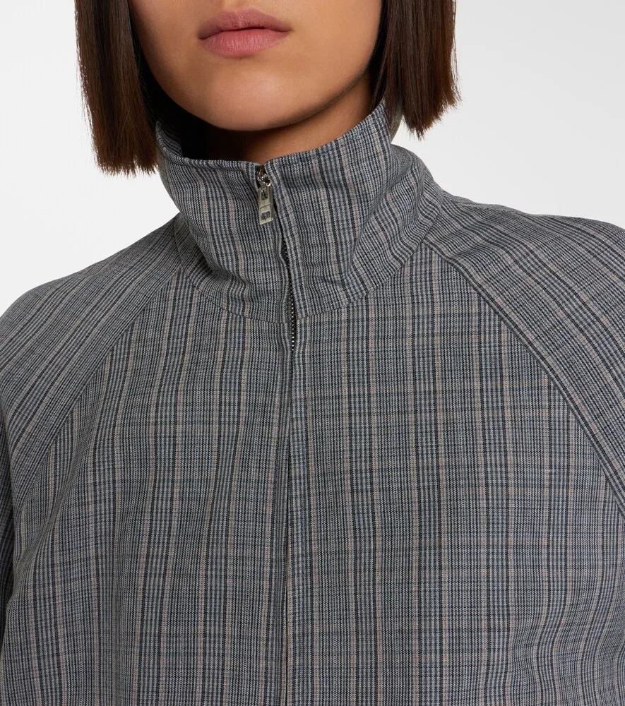 Клетчатая техническая куртка Acne Studios, серый — фото 3