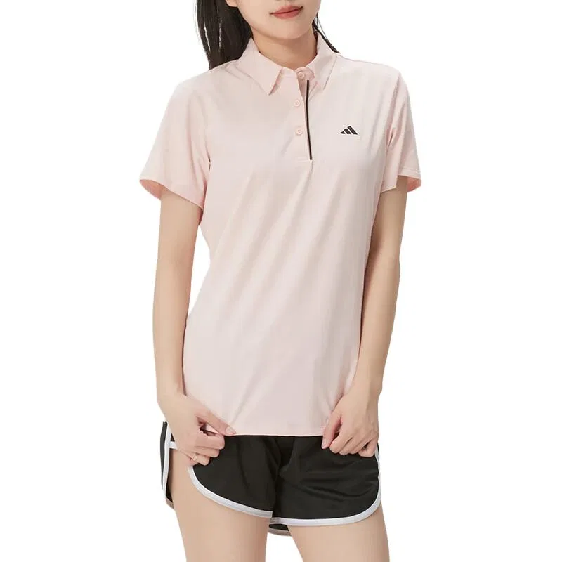 Поло женское Pink Polo Collar Moderate Straight Fit Adidas