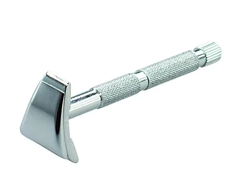MERKUR 907C Precision Moustache & Eyebrow Razor - яркое хромирование, латунная ручка и литая цинковая головка, ультраузкий дизайн для точного контурирования и детального бритья, Chrome — фото 3
