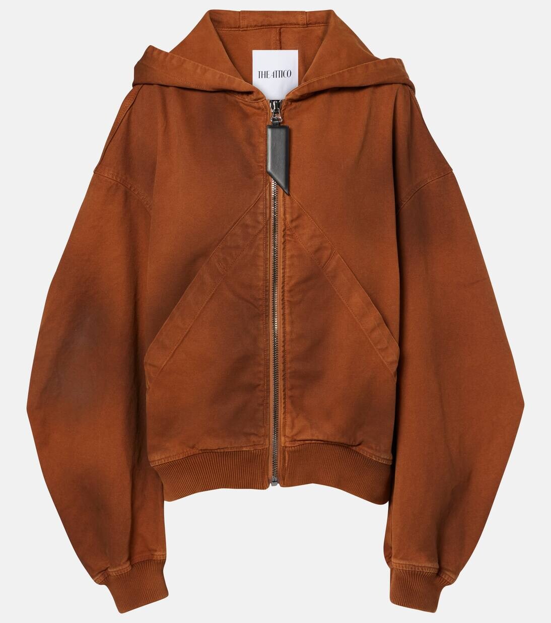 

Худи на молнии из хлопка Dégradé The Attico, цвет tobacco/brown