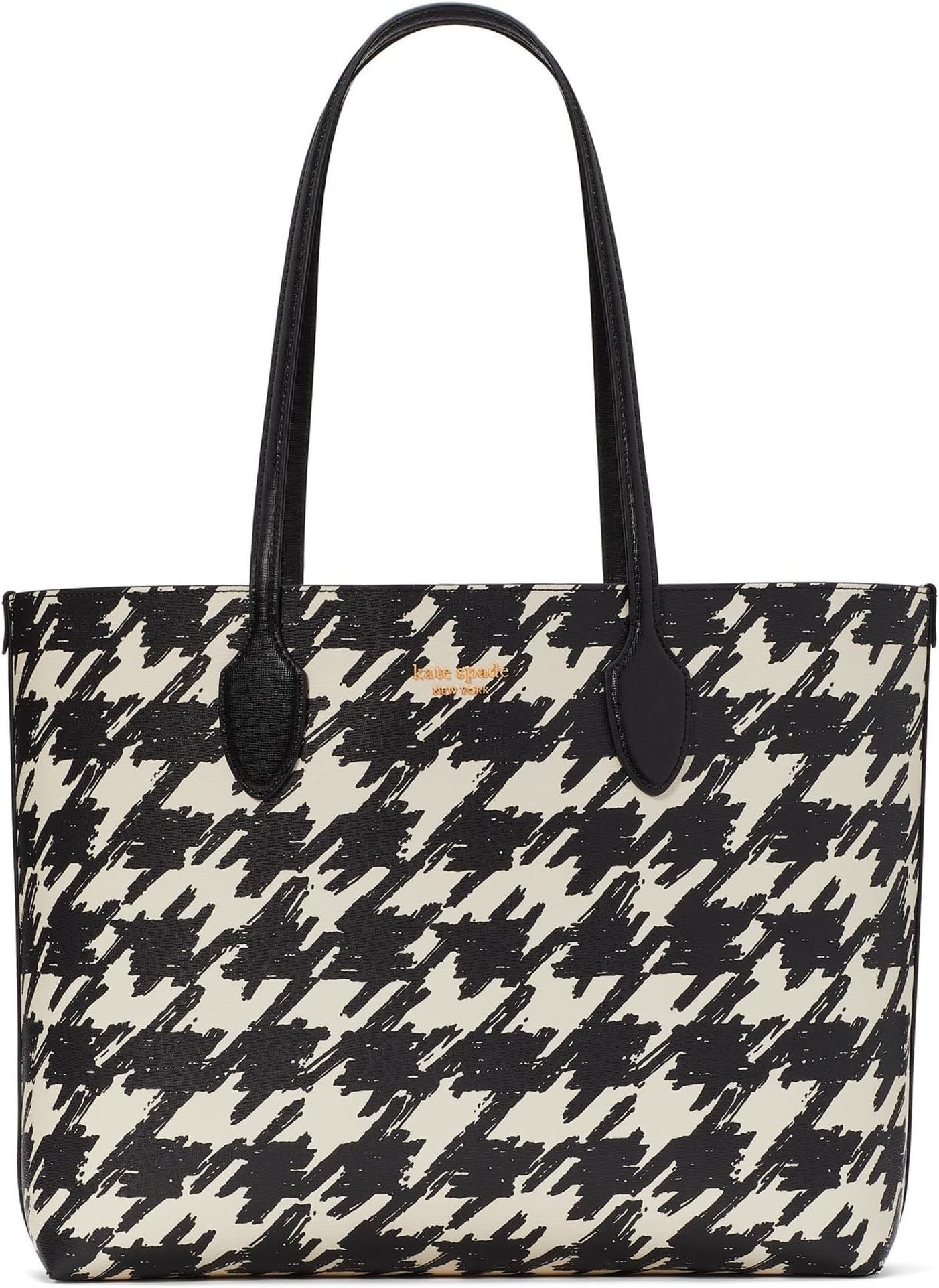 

Сумка-тоут Kate Spade New York Bleecker Painterly Houndstooth Printed PVC Large Tote, цвет Black Multi