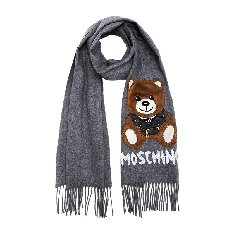 

MOSCHINO Вязаный шарф унисекс светло-серый, Light Gray