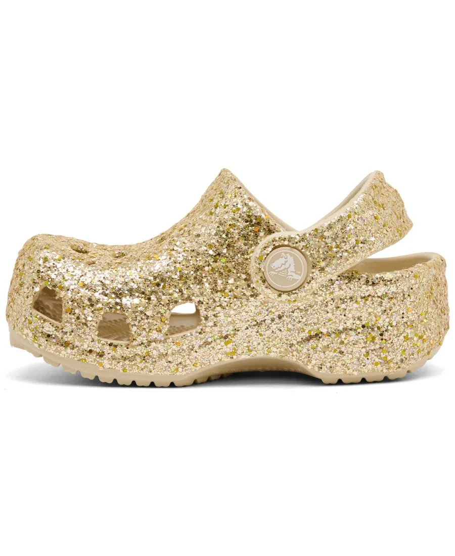 Классические сабо с крупными блестками для девочек от Finish Line Crocs, Sandstone — фото 2