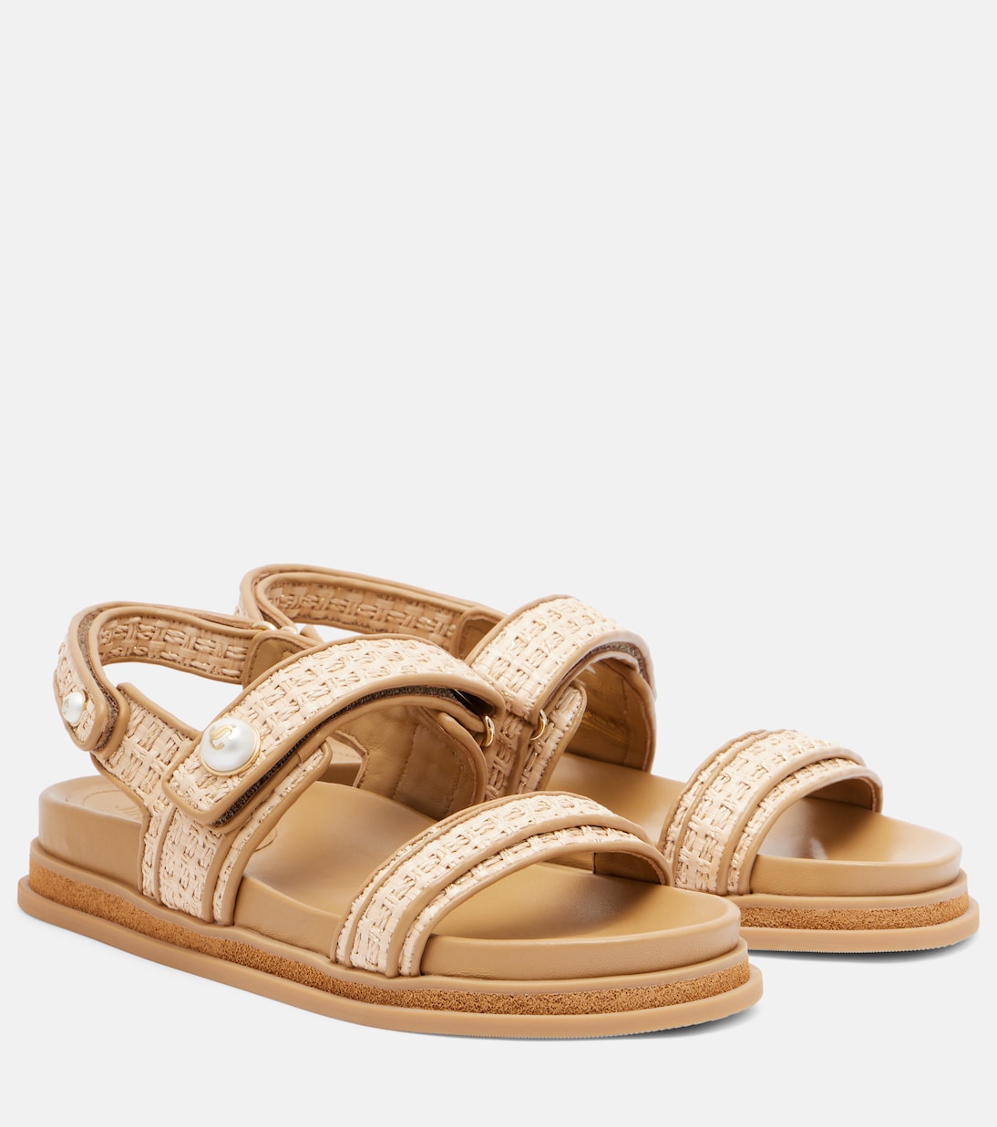 Фаянсовые кожаные сандалии Jimmy Choo, Natural/Ca