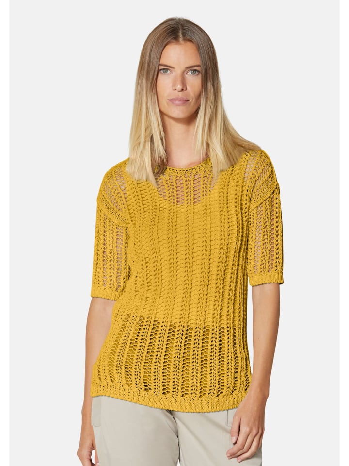 

MADELEINE Воздушный летний свитер с ажурным узором имбирного цвета