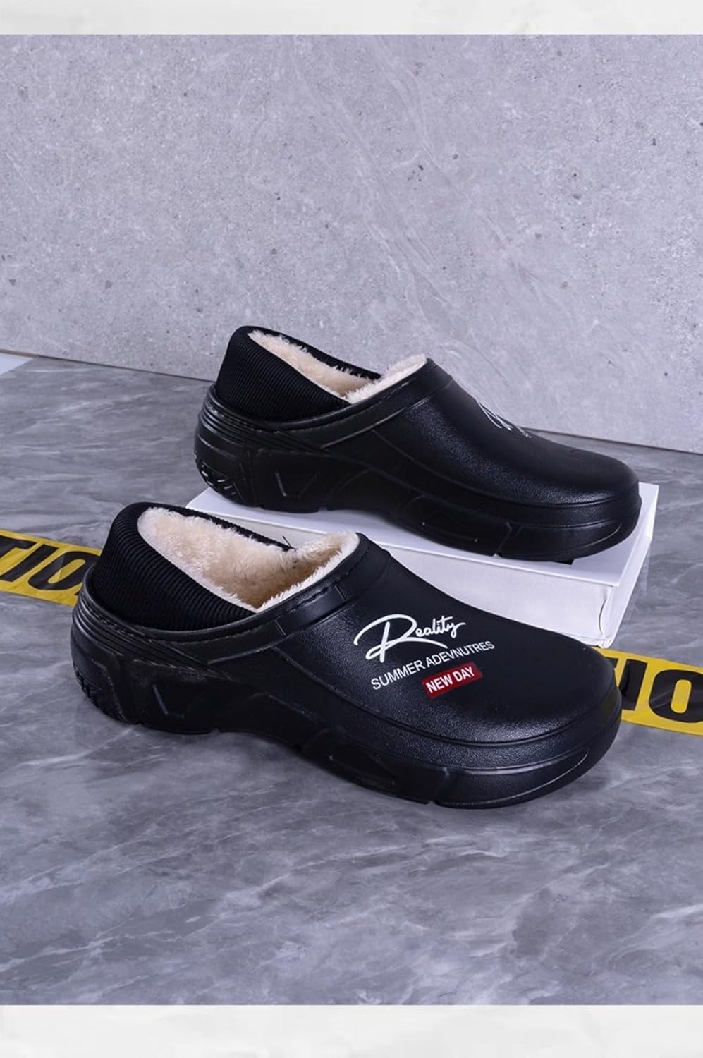 Зимние тапочки из хлопка, с плюшевой подкладкой, для дома и улицы, повседневные, без шнурков, с круглым носком, на плоской подошве, нескольких цветов, размеры 39-44 Generic, черный — фото 4