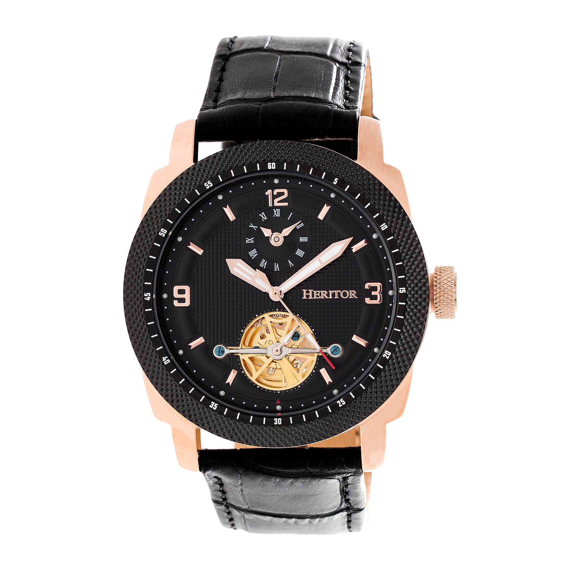 

Часы Helmsley Semi-Skeleton с кожаным ремешком Heritor Automatic, черный