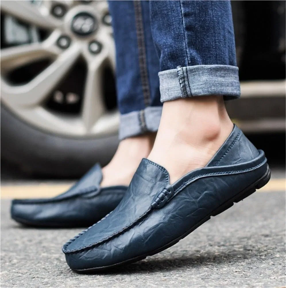 Лоферы мужские, кожаные, Round Toe, синий DHFIRUFSHLO — фото 2