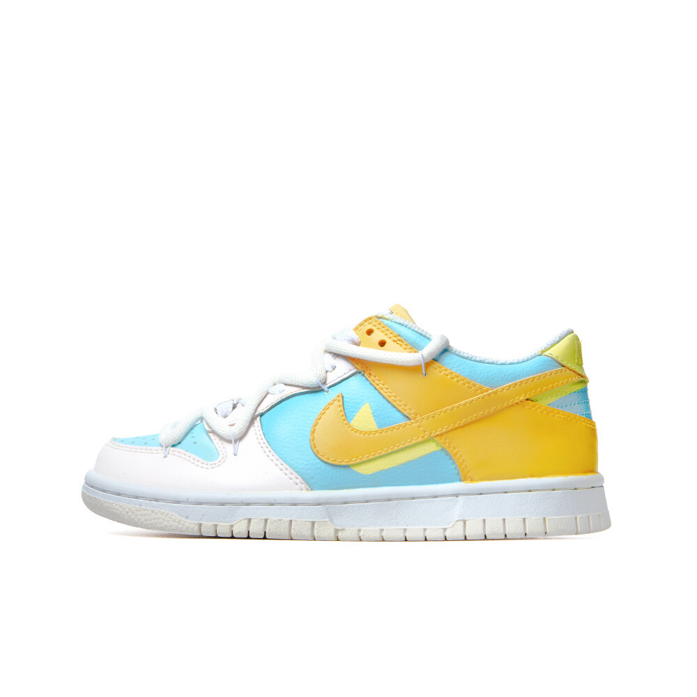 

Кроссовки Nike Dunk Skateboard Shoes Women's Low-Top White Yellow/Blue