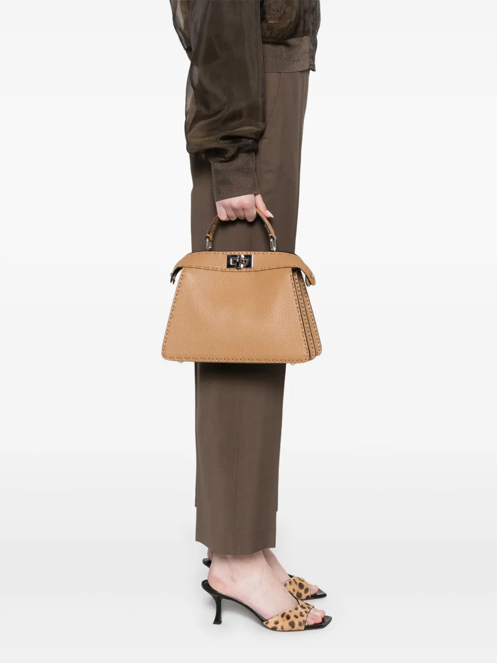 Маленькая сумка-тоут Peekaboo I See U FENDI, коричневый — фото 2