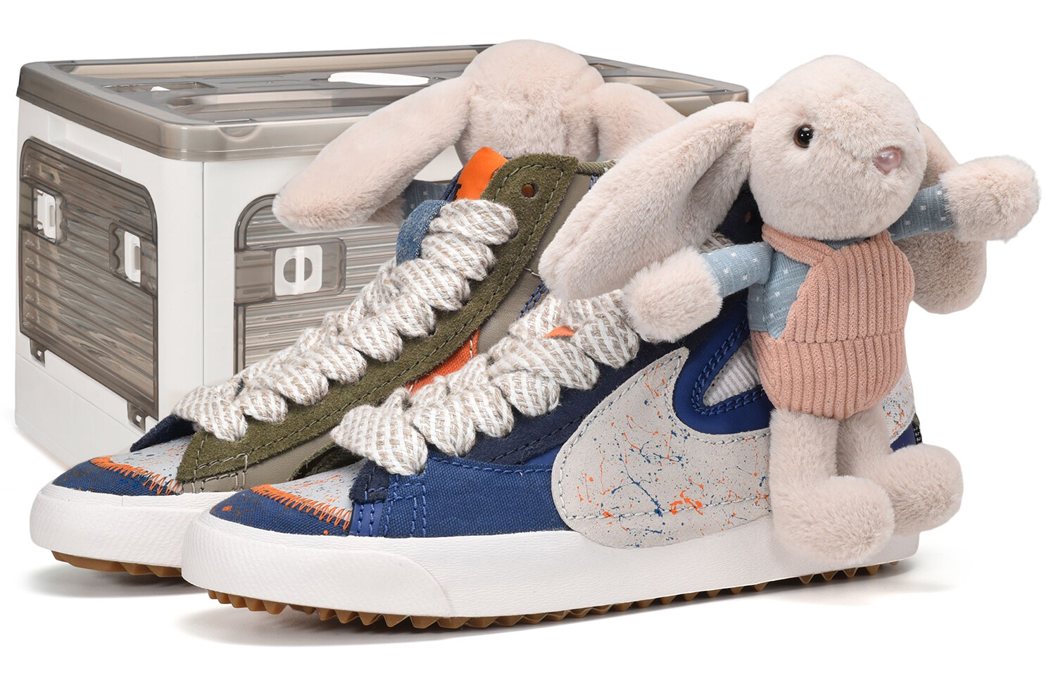 

Кроссовки Nike Blazer Skateboard Shoes Women's High-Top Gray White Blue