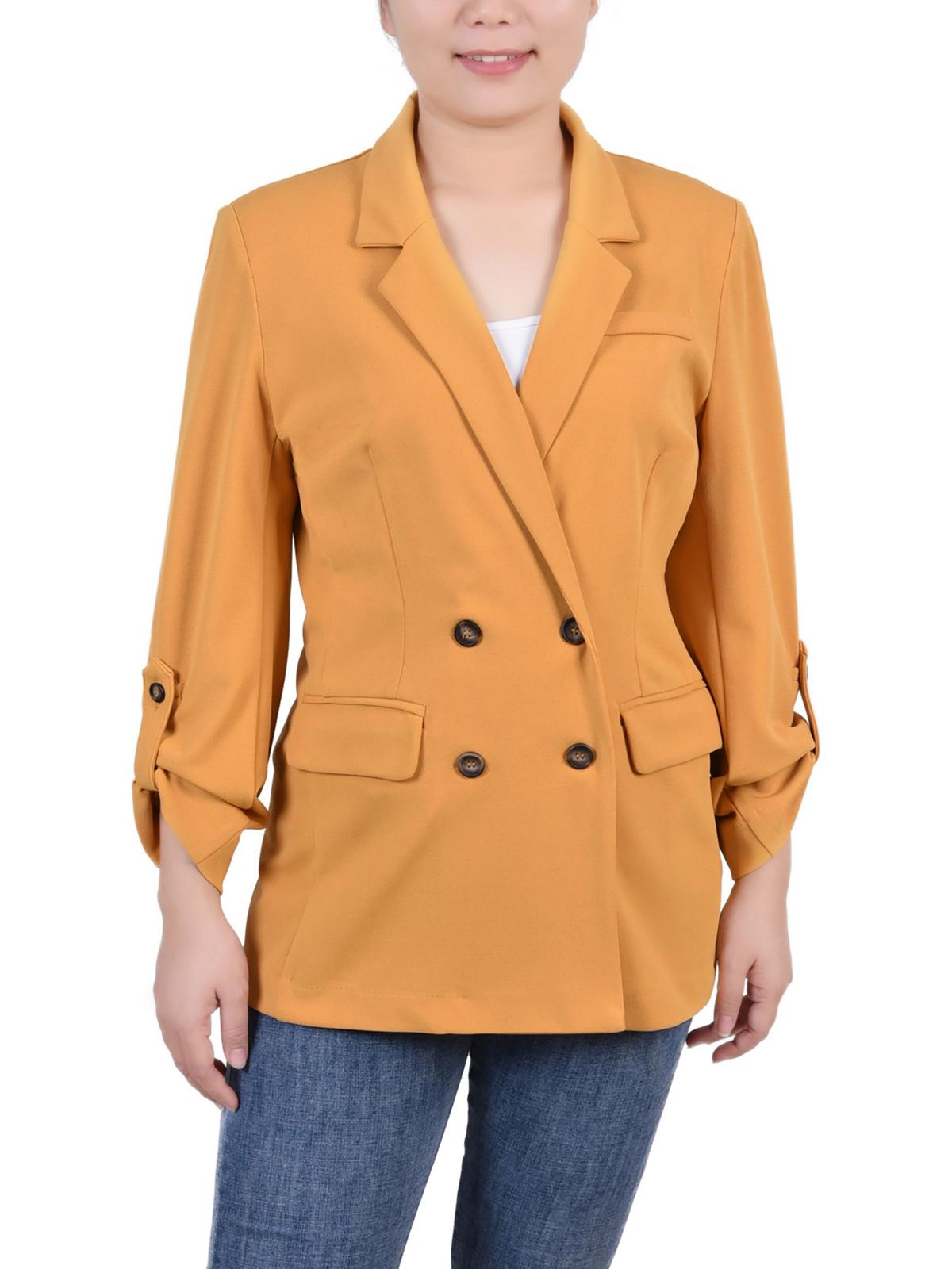 

Petites Женский трикотажный пиджак с длинными рукавами и двумя пуговицами NY Collection, цвет tinsel