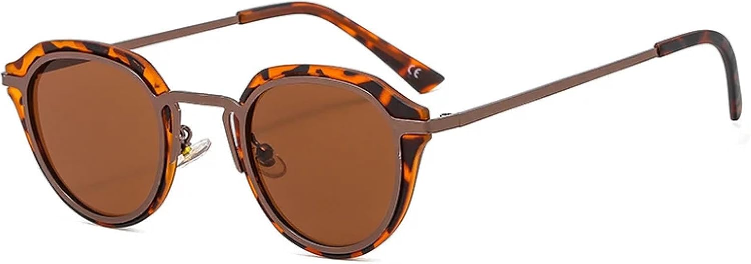 

Популярные модные овальные женские солнцезащитные очки в стиле ретро, ​​конфетные оттенки, защита от УФ-излучения UV400, мужские круглые очки с леопардовым градиентом TVTBBVV, Leopard Tea