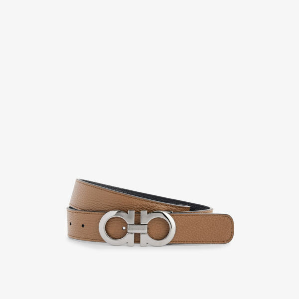 

Ремень кожаный с фирменной табличкой Ferragamo, коричневый