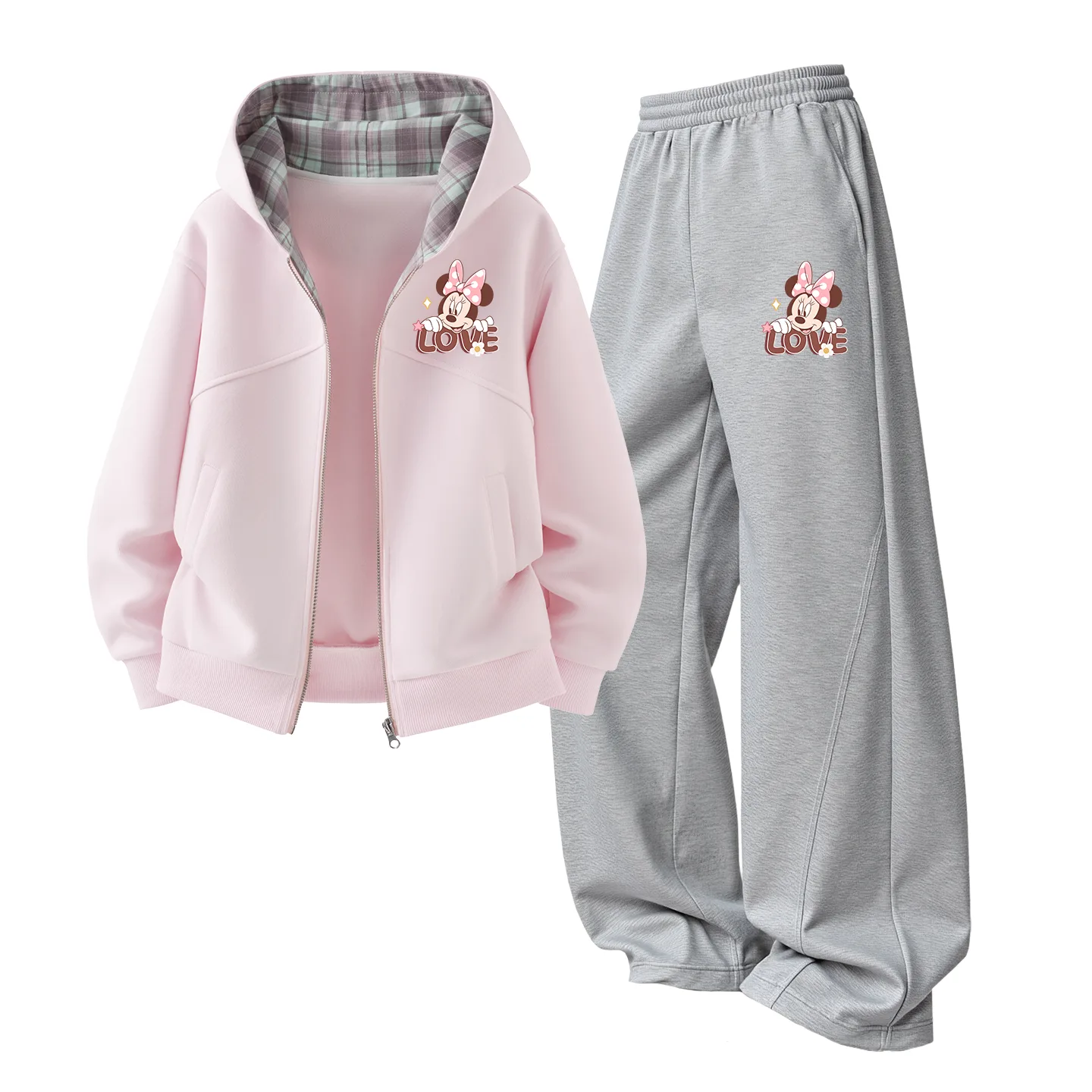 Детская повседневная спортивная толстовка Disney, Di Warm Flower K Cherry Blossom Pink+Di Warm Flower K Light Heather Gray