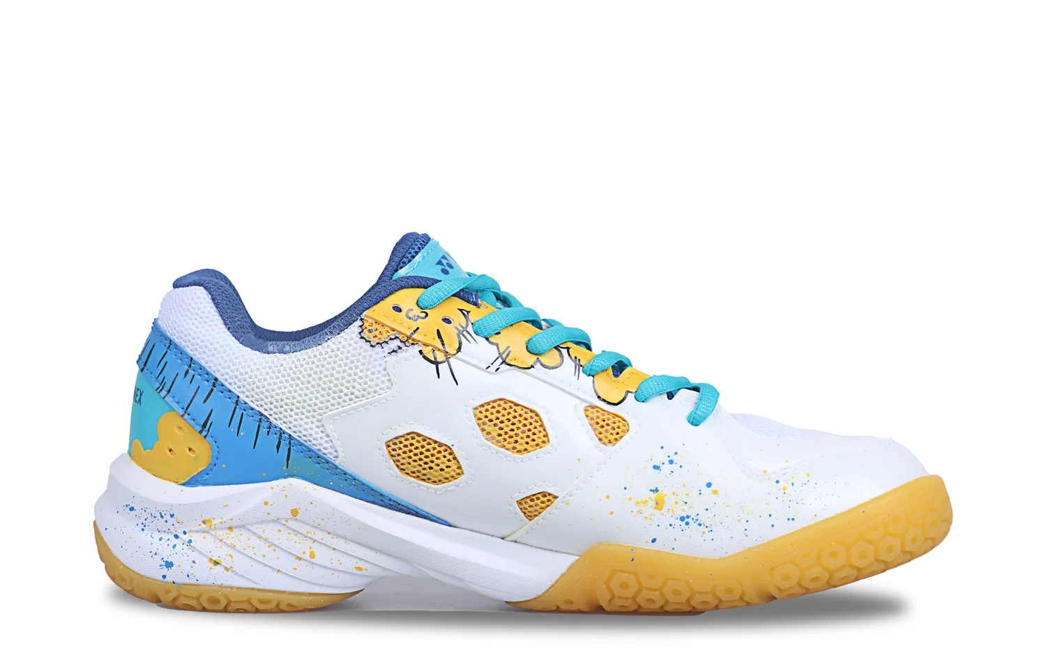 Кроссовки для бадминтона Power Cushion Abrasion Resistant Cushioning низкие унисекс YONEX, белый синий желтый — фото 4