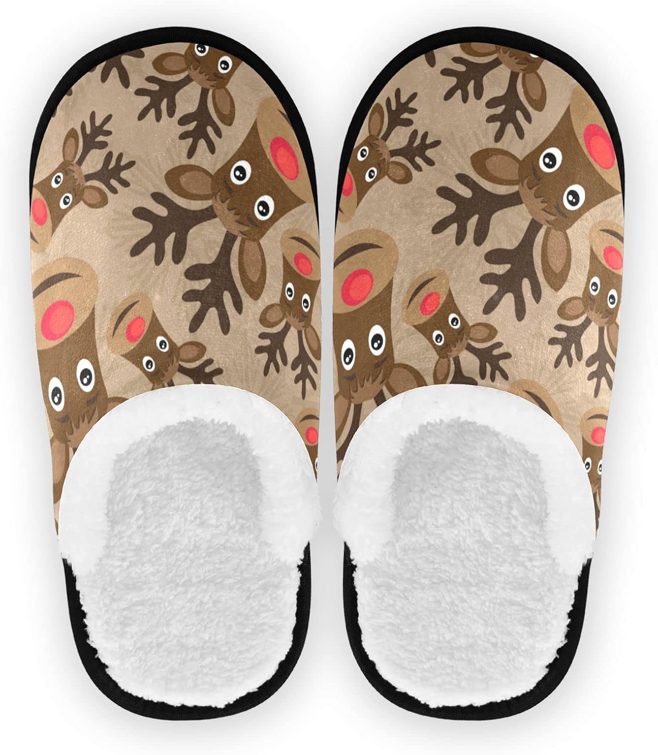 

Домашние тапочки JHKKU из мягкого ворса, теплые, нескользящие, для женщин и мужчин, уютные, для дома и путешествий, Christmas Moose