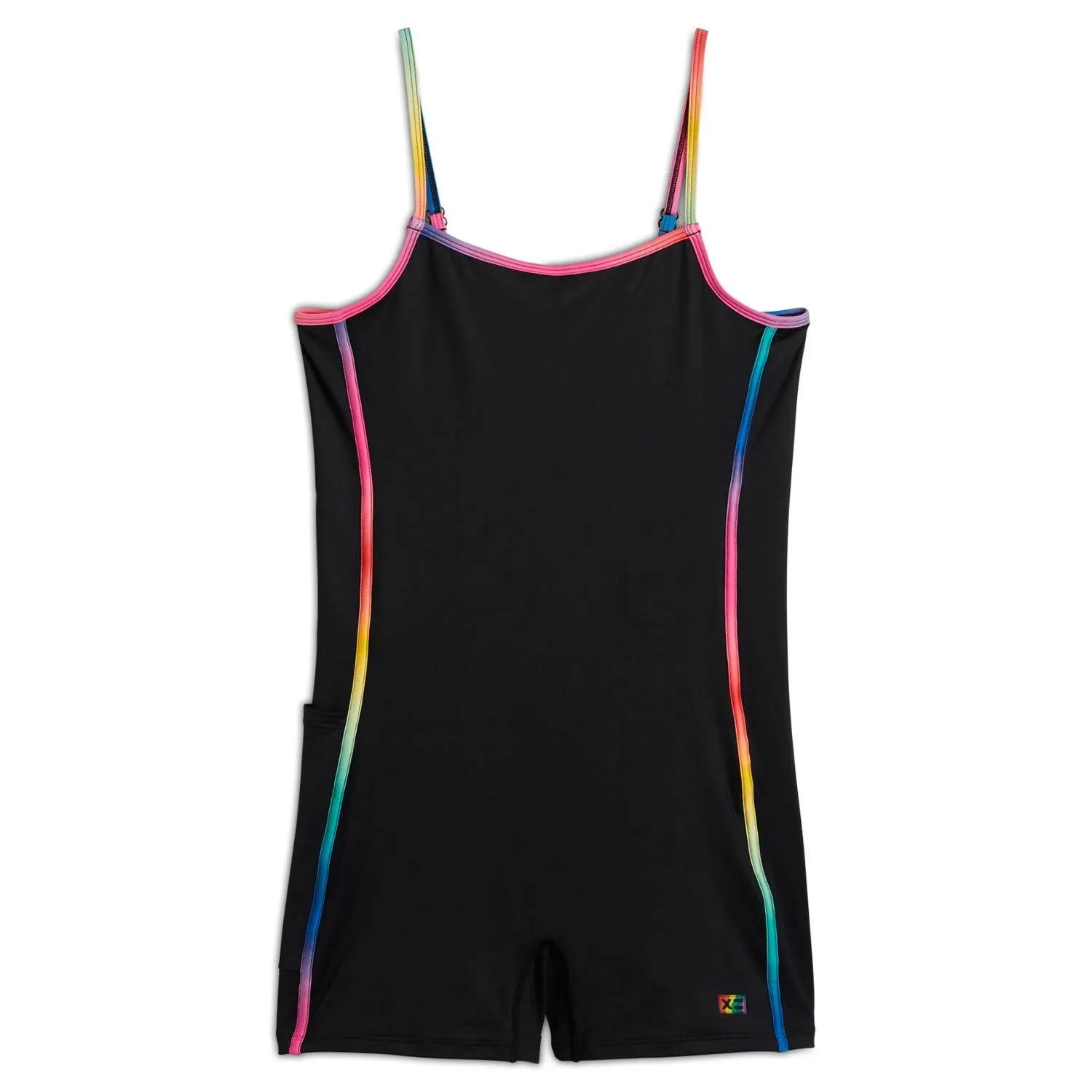 

Облегающий слитный купальник с тонкими бретелями TomboyX, Black Rainbow Trim