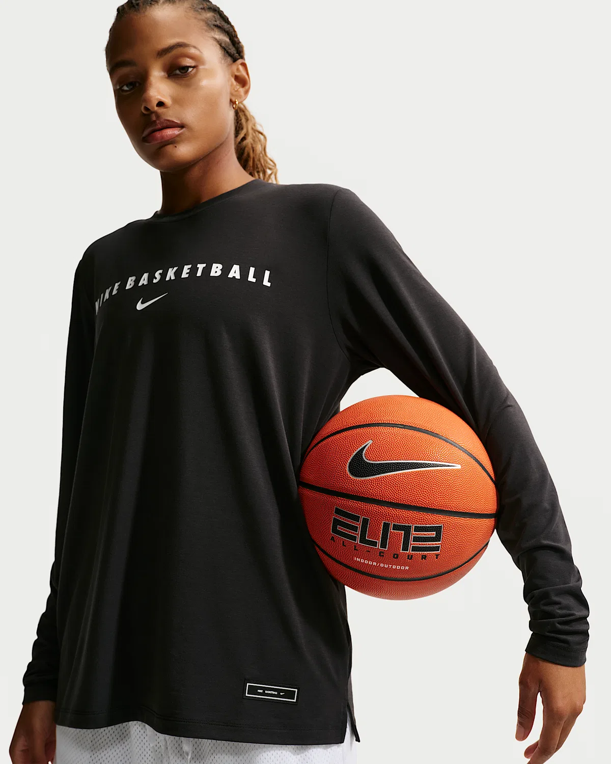 Женская баскетбольная куртка Nike Dri-FIT с длинным рукавом для разминки, Black/White — фото 3