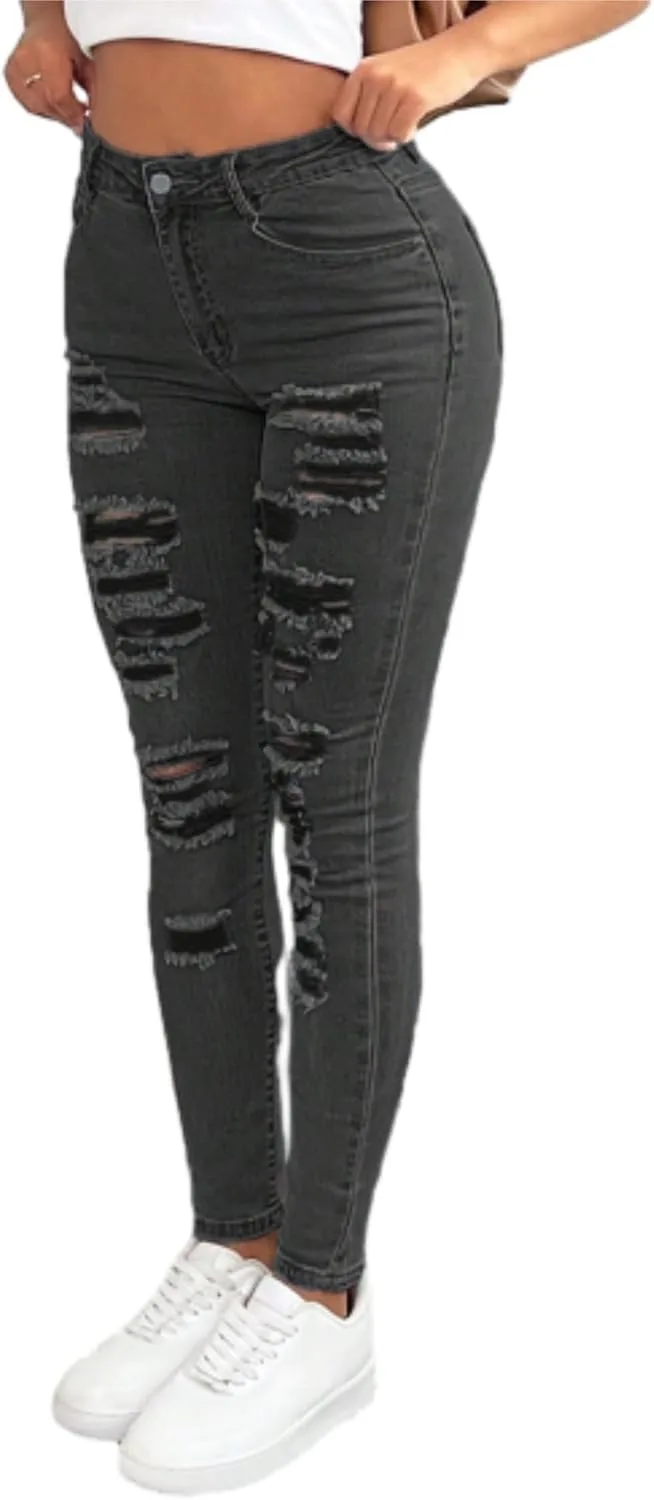 

Женские джинсы high waisted skinny с потертостями WGXWGX