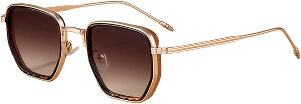 

Ретро-солнцезащитные очки для мужчин и женщин, модные, в маленькой оправе, с многоугольным градиентом, защита от УФ-излучения UV400, винтажный металлический дизайн VFDHN, Golden C3