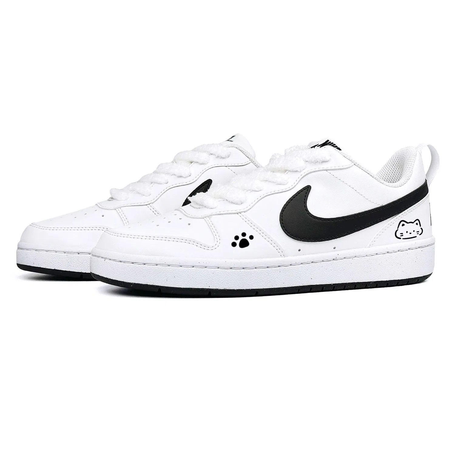 Кроссовки для скейтбординга Court Borough Steam Rose, Soft Velvet Meow Baby Cushioning Abrasion Resistant Low top Black White Nike — фото 4